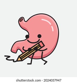 Ilustración vectorial del carácter de Stomach con la cara linda y el dibujo simple de la línea corporal en un fondo aislado