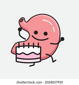 Vector Illustration of Stomach Character with cute face and simple body line drawing on isolated background