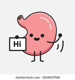 Ilustración vectorial del carácter de Stomach con la cara linda y el dibujo simple de la línea corporal en un fondo aislado
