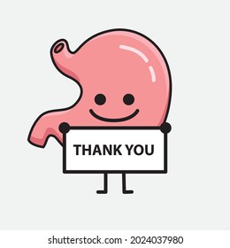 Vector Illustration of Stomach Character with cute face and simple body line drawing on isolated background