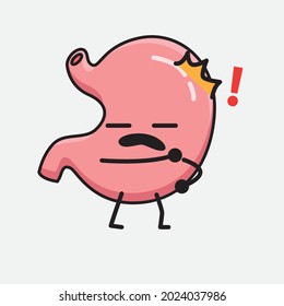 Vector Illustration of Stomach Character with cute face and simple body line drawing on isolated background
