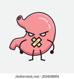 Vector Illustration of Stomach Character with cute face and simple body line drawing on isolated background