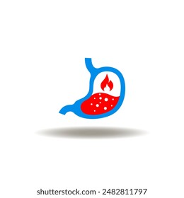 Ilustración vectorial de úlcera de estómago. Icono de GERD. Símbolo de acidez.