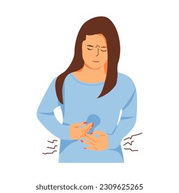 vector illustration of stomachache person concept