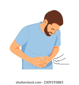 vector illustration of stomachache symptom person concept