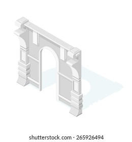 A vector illustration of a stone archway.
Isometric Arch.
Decorative marble arch.