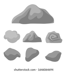 Dibujo vectorial de una piedra en estilo caricatura sobre un fondo blanco.