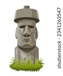 Vector Illustration of Stone Face on Easter Island