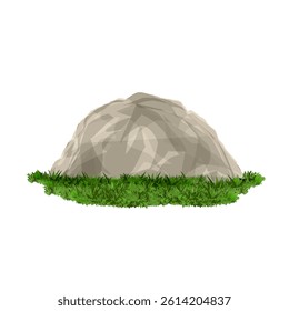 vector illustration of a stone with grass without background