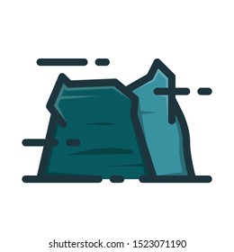 Vector illustration of stone icon. two large abstract stone isolated white background, dashed style. color can be edited.