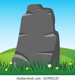 Vector illustration  stone on background blue sky