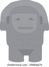 Vector illustration of a stone totem in the style of the ancient Maya
