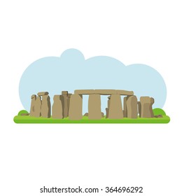 Vector illustration of Stonehenge in flat style and isolated on white background 