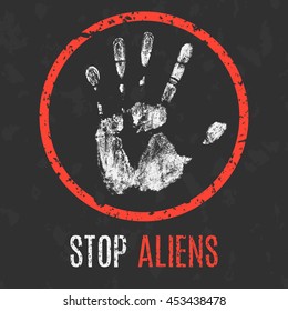 Vector illustration Stop aliens sign