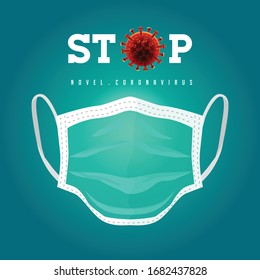 Vector illustration of stop Corona virus sign and mask on gradient background/ Pandemic and corona virus outbreaks/mask to fight against Corona virus/Concept of fight against Many Virus attack.