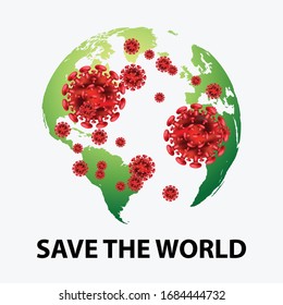 vector illustration of stop corona virus save the world