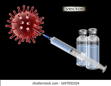 Vector illustration stop the coronavirus vaccine for infection against the flu epidemic