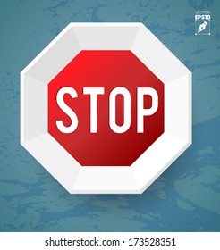 Vector illustration of STOP design with texture background. Can use for sign symbol or icons.