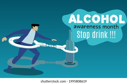vector illustration, stop drinking alcohol rules,remind the dangers of alcohol to health, for posters and banners