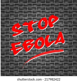 Vector illustration of stop ebola tagged wall concept