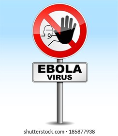 Vector illustration of stop ebola virus signpost on sky background