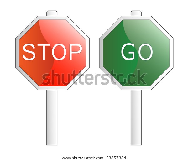 Vector Illustration Stop Go Signs Isolated Stock Vector (Royalty Free ...