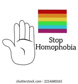 ilustración vectorial de alto homofobia, homofobia con bandera arco iris deteniéndola