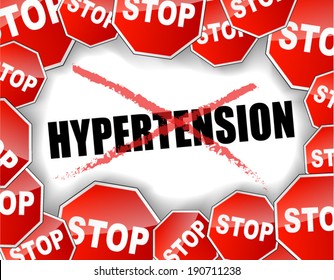 Vector illustration of stop hypertension background concept