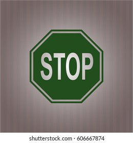 Vector illustration of Stop icon or symbol in green color
