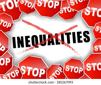 Vector illustration of stop inequalities concept background