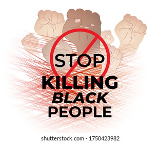 vector illustration for stop killing black people with strong fist, black lives matter