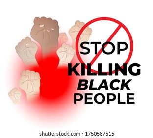 vector illustration for stop killing black people with strong fist, black lives matter
