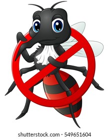 Vector illustration of Stop Mosquito cartoon