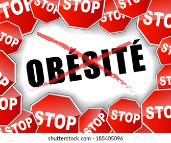 Vector illustration of stop obesity concept background