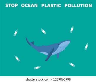 vector illustration of stop ocean plastic pollution. ecology, Earth Day. 