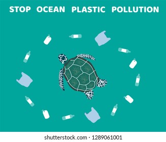 vector illustration of stop ocean plastic pollution. ecology, Earth Day. 