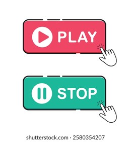 A vector illustration of stop and play buttons, ideal for media players, apps, and digital interfaces.