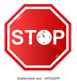 Ilustración vectorial del signo de detención con reloj