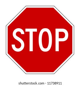 Vector illustration of Stop sign isolated on pure white