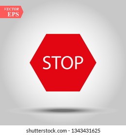 Vector illustration of Stop sign isolated on red white with effect eps10