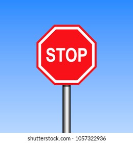 vector illustration stop sign on blue background