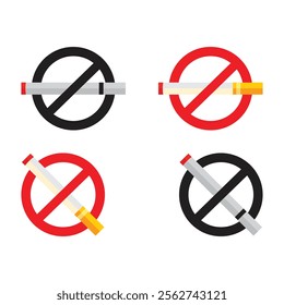 a vector illustration of an Stop smoking no smoking prohibition sign symbol icon 