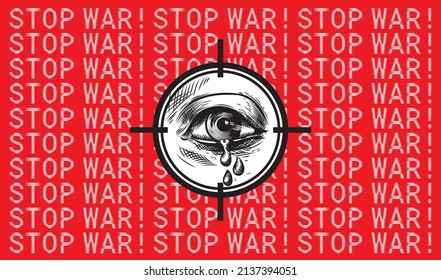 Ilustración vectorial Detengan la guerra! Arte para un artículo o post que cubra acontecimientos relacionados con la guerra. Dedicado al ataque de Rusia a Ucrania. 