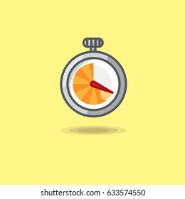Vector illustration stopwatch isolated on yellow background. Illustration stopwatch icon