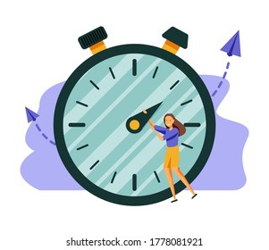 Vector illustration, stopwatch on white background, express services, time management concept, fast reaction