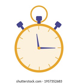Vector illustration of stopwatch in orange and blue colors. Simple flat style