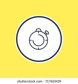 Vector Illustration Of Stopwatch Outline. Beautiful Sport Element Also Can Be Used As Second Element.