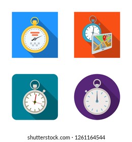 Vector illustration of stopwatch and watch icon. Collection of stopwatch and stop vector icon for stock.