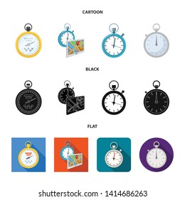 Vector illustration of stopwatch and watch icon. Set of stopwatch and stop stock symbol for web.