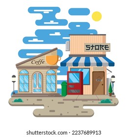 Vector illustration of store with flat design style